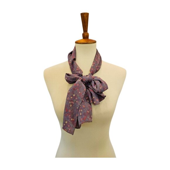 Lavender, mauve floral rectangular scarf, machine hem 10" x 53", no tags - Picture 1 of 5